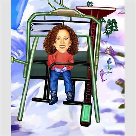 Ski Lift Girl Caricature from Photos - myDaVinci